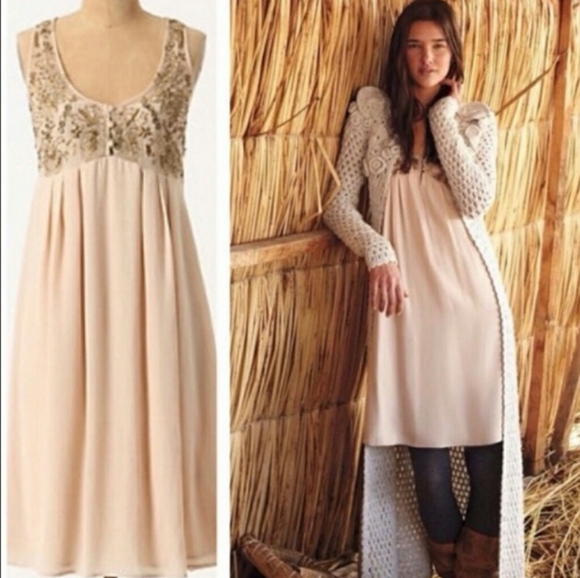 SOLD- ANTHROPOLOGIE silk beaded goddess dress- NWT - Picture 8 of 8